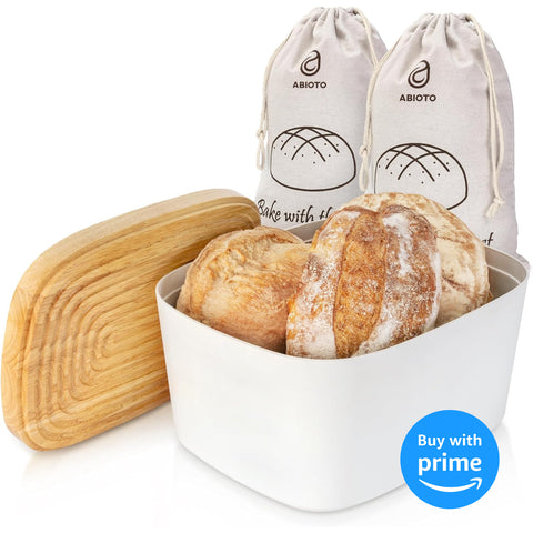 Modern Bread Box for Kitchen Counter Top with 2 Bread Bags